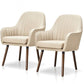 Retro Linen Accent Chair with Wood Legs (Set of 2)