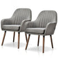 Retro Linen Accent Chair with Wood Legs (Set of 2)