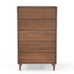 Rustic Walnut Mid Century 5 Drawer Chest