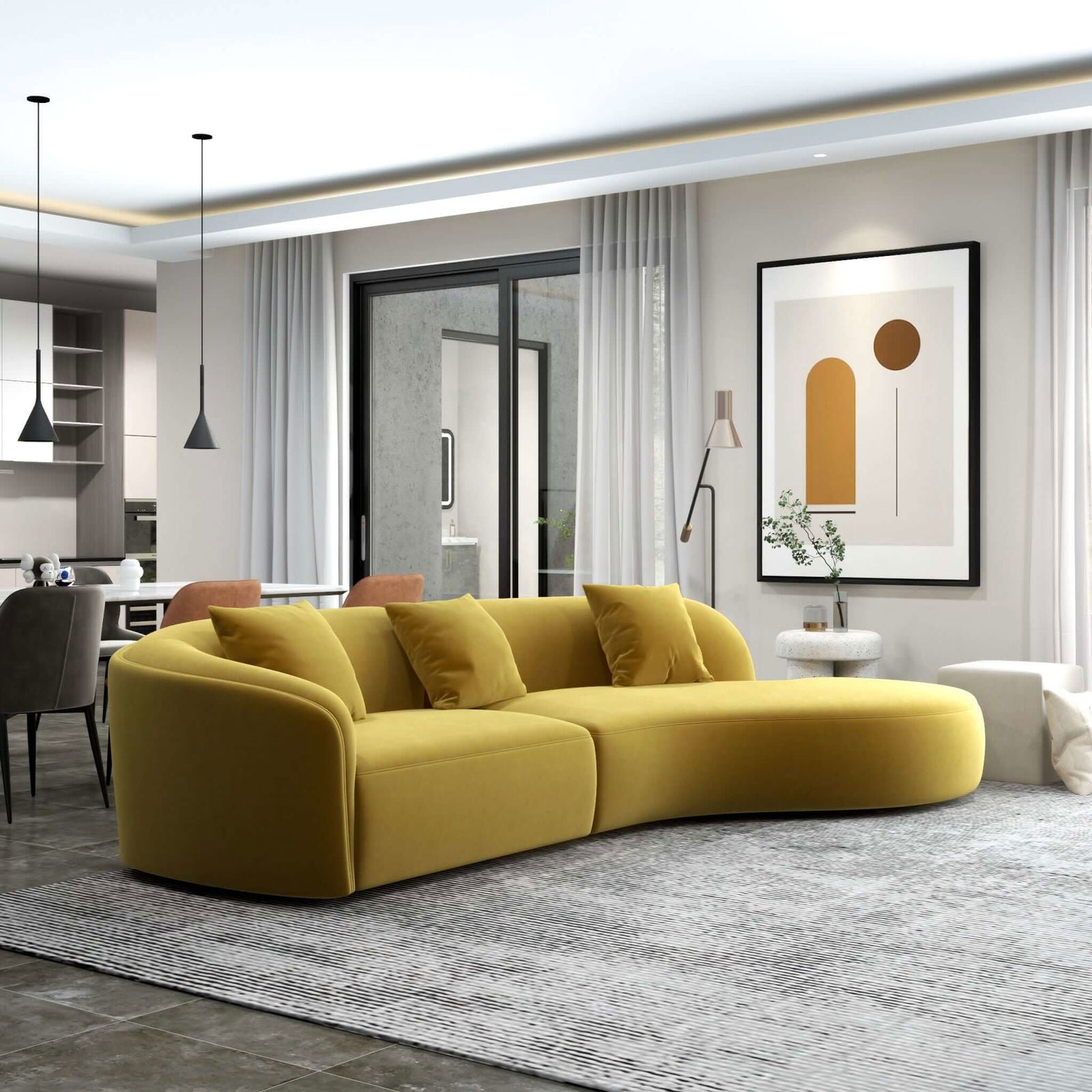 Selena 126" Curved Sectional Sofa