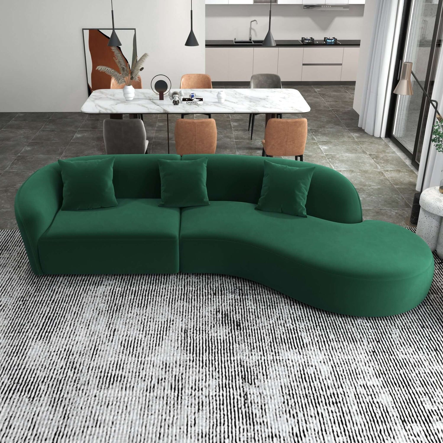 Selena 126" Curved Sectional Sofa