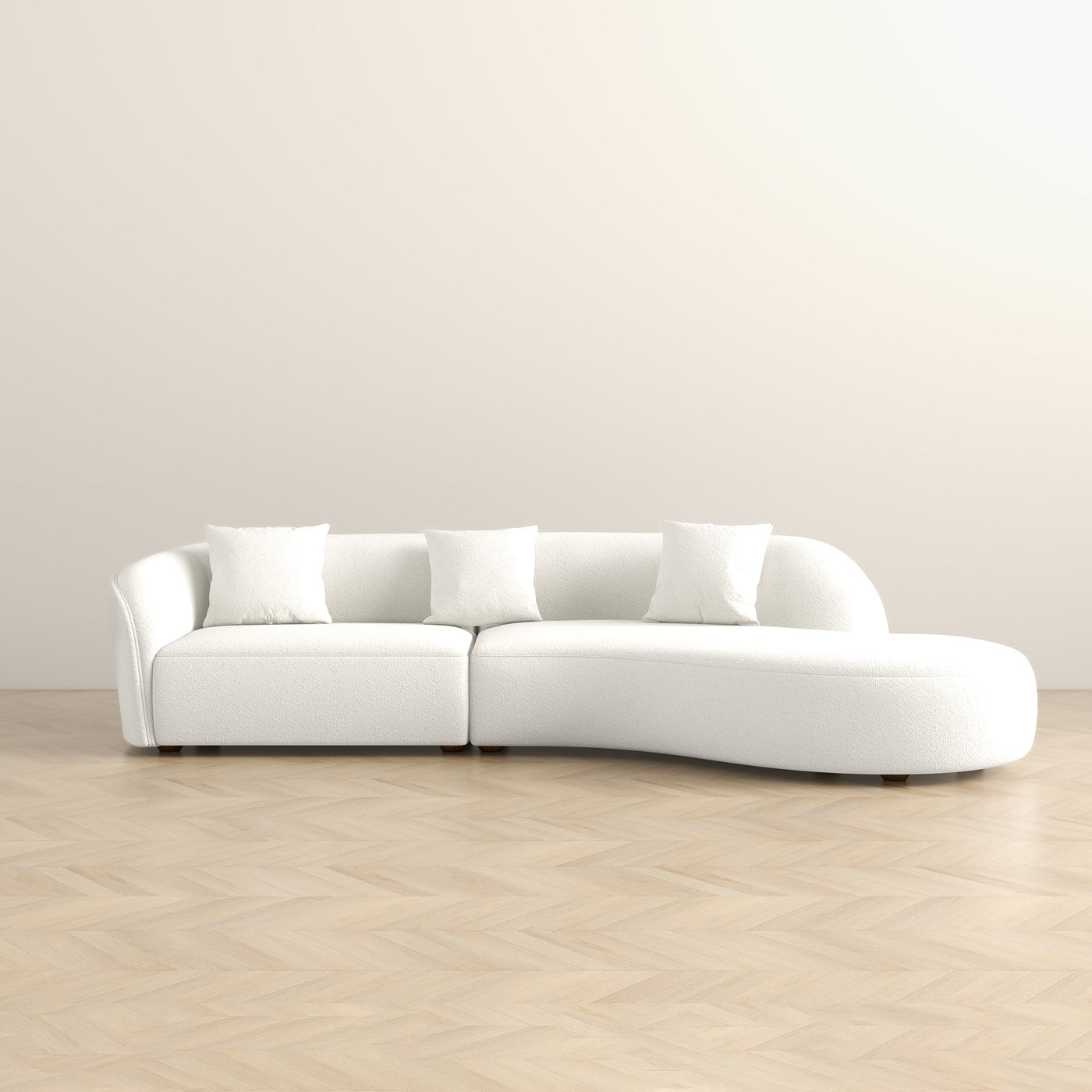 Selena 133" Curved Boucle Sectional Sofa | Ivory