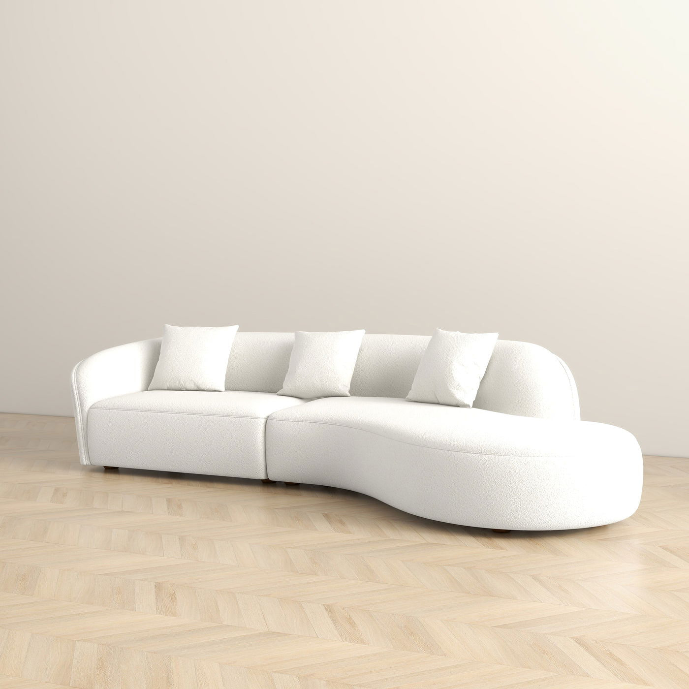 Selena 133" Curved Boucle Sectional Sofa | Ivory