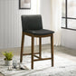 24" Upholstered Counter Stools, Black Vegan Leather