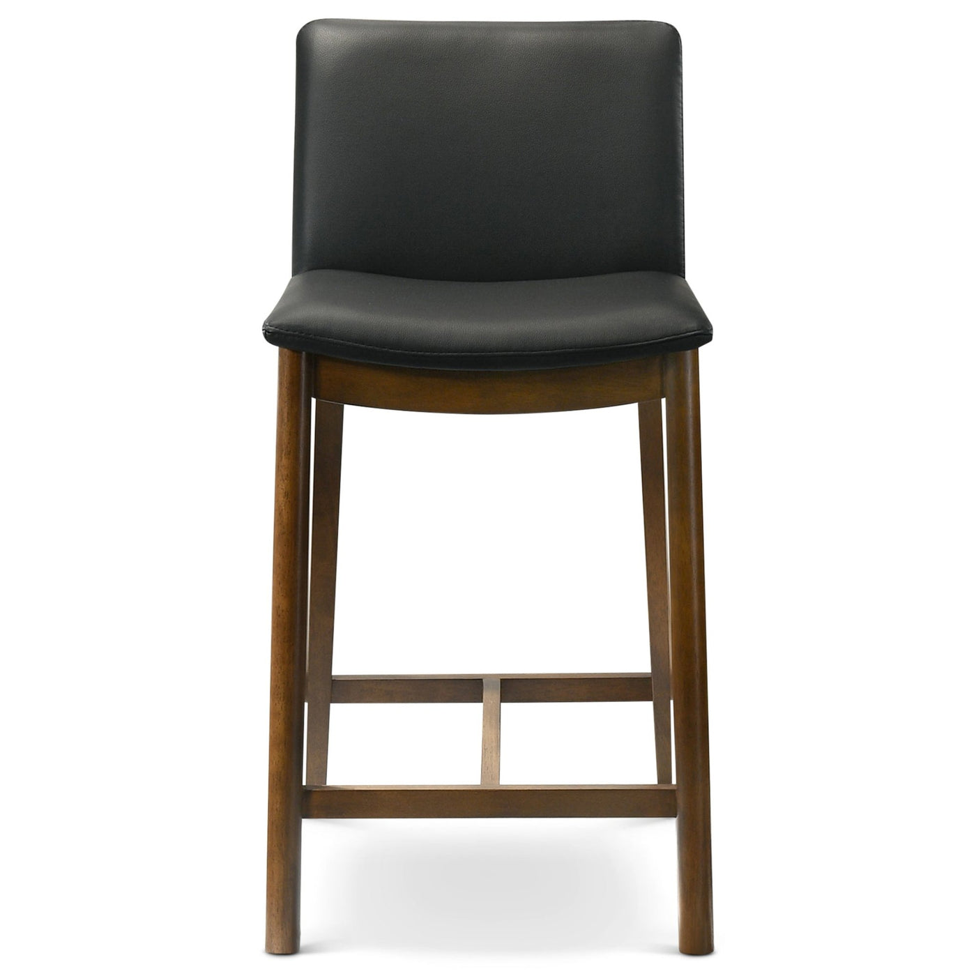 24" Upholstered Counter Stools, Black Vegan Leather