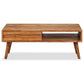 Solid Acacia Wood Coffee Table with Carved Drawer