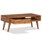 Solid Acacia Wood Coffee Table with Carved Drawer