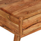 Solid Acacia Wood Coffee Table with Carved Drawer