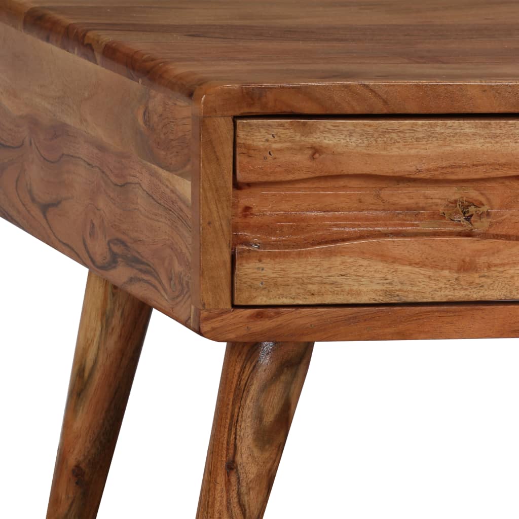 Solid Acacia Wood Coffee Table with Carved Drawer