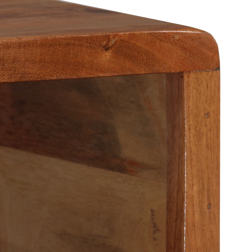 Solid Acacia Wood Coffee Table with Carved Drawer