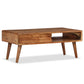 Solid Acacia Wood Coffee Table with Carved Drawer