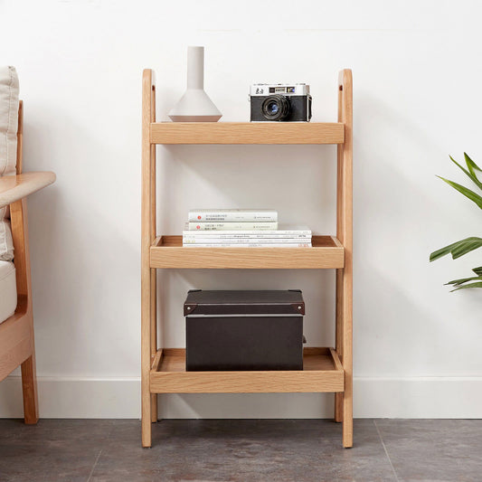 Solid Beech Wood 3-Tier Nightstand, Light Wood