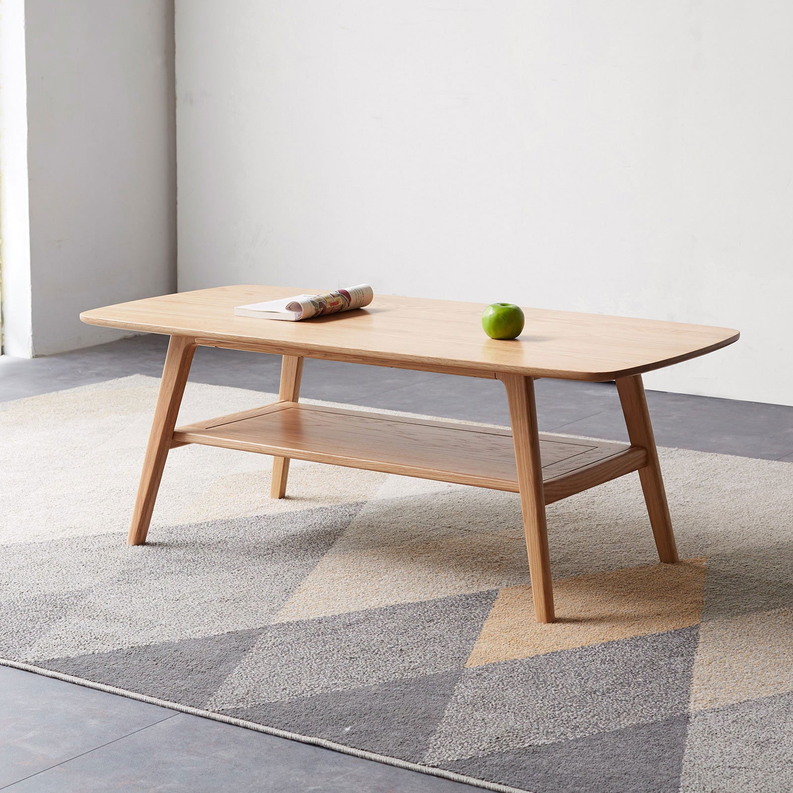 Solid Oak 31.5" Low Coffee Table, Light Oak