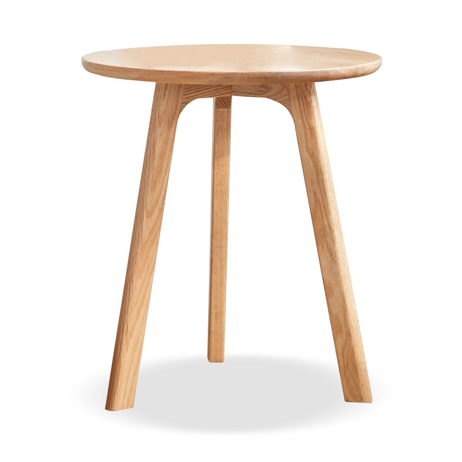 Solid Oak Small Round End Table, Light Oak