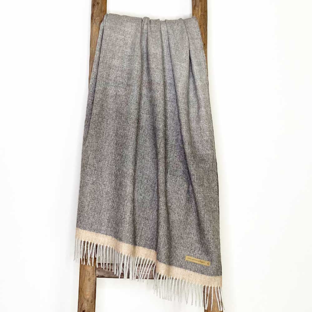 Soul Blanket |  Coco – Gray Ombre + Tan Stripe