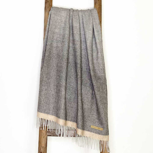 Soul Blanket |  Coco – Gray Ombre + Tan Stripe