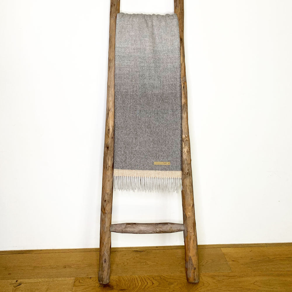 Soul Blanket |  Coco – Gray Ombre + Tan Stripe