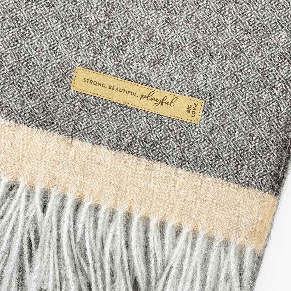 Soul Blanket |  Coco – Gray Ombre + Tan Stripe