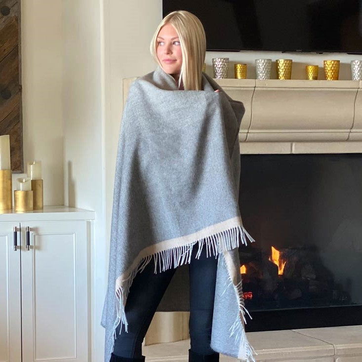 Soul Blanket |  Coco – Gray Ombre + Tan Stripe