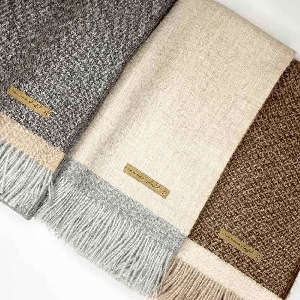 Soul Blanket |  Coco – Gray Ombre + Tan Stripe