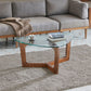 Tempered Glass Coffee Table with Wood Base | Pecan