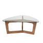 Tempered Glass Coffee Table with Wood Base | Pecan
