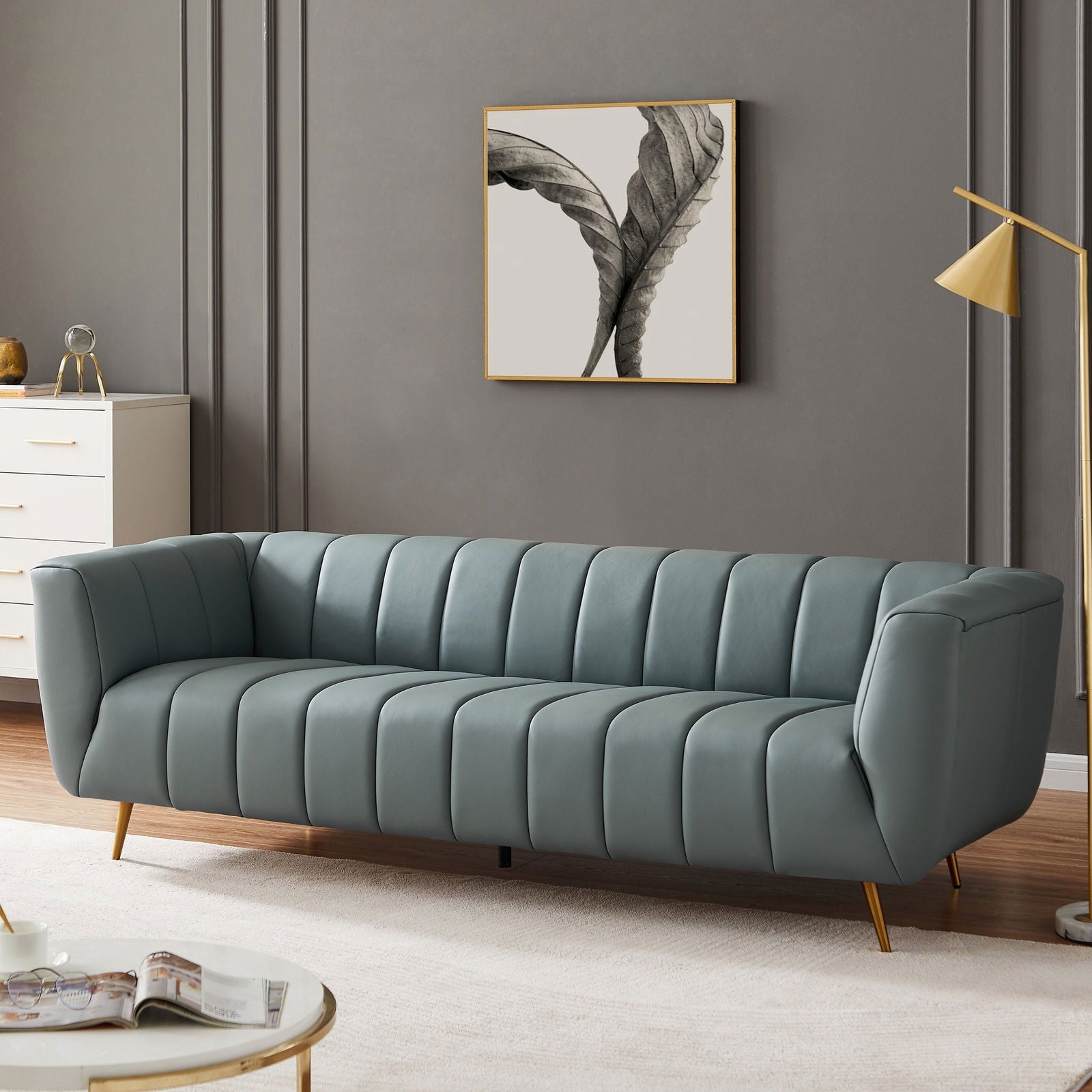 Vincent Leather Sofa | Blue