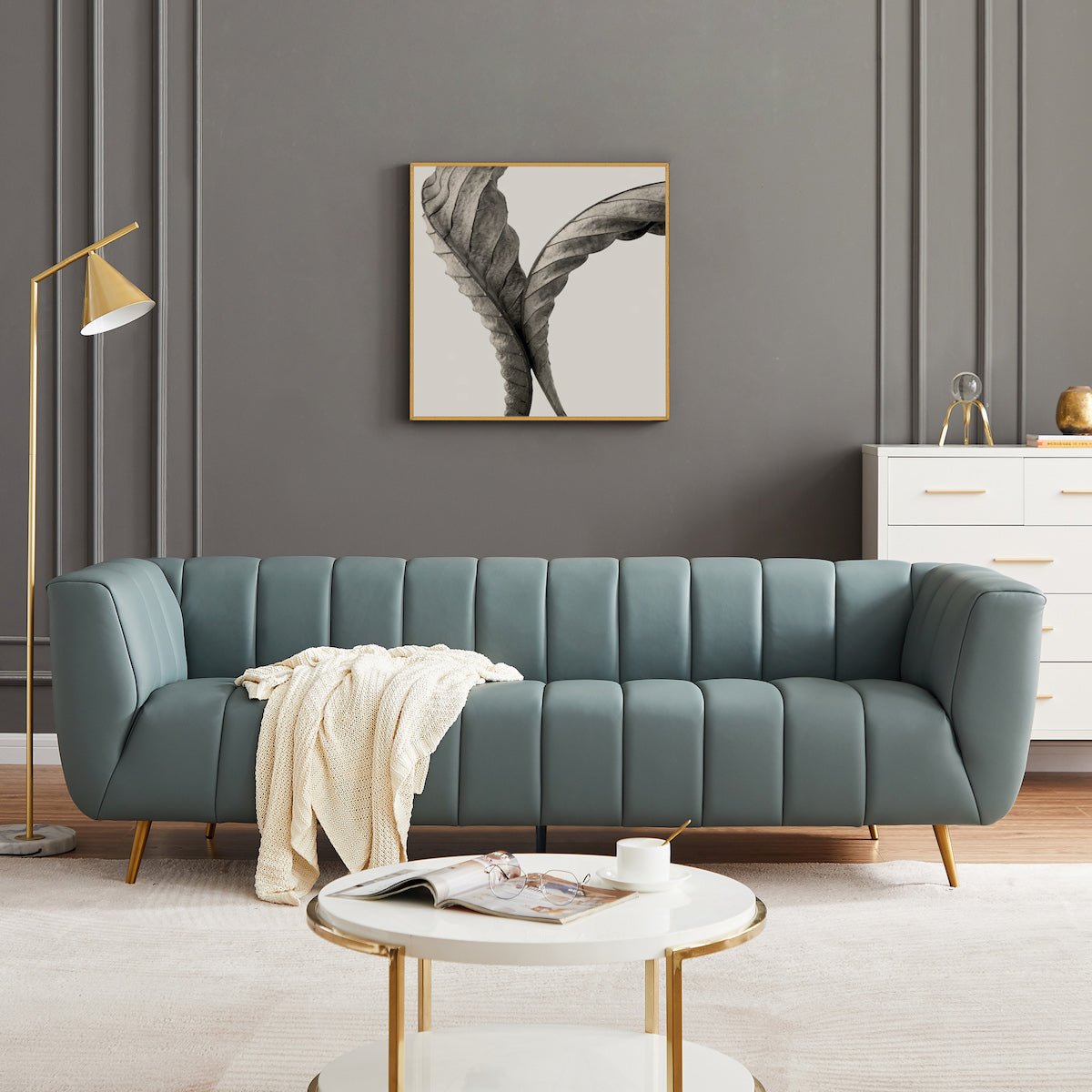 Vincent Leather Sofa | Blue