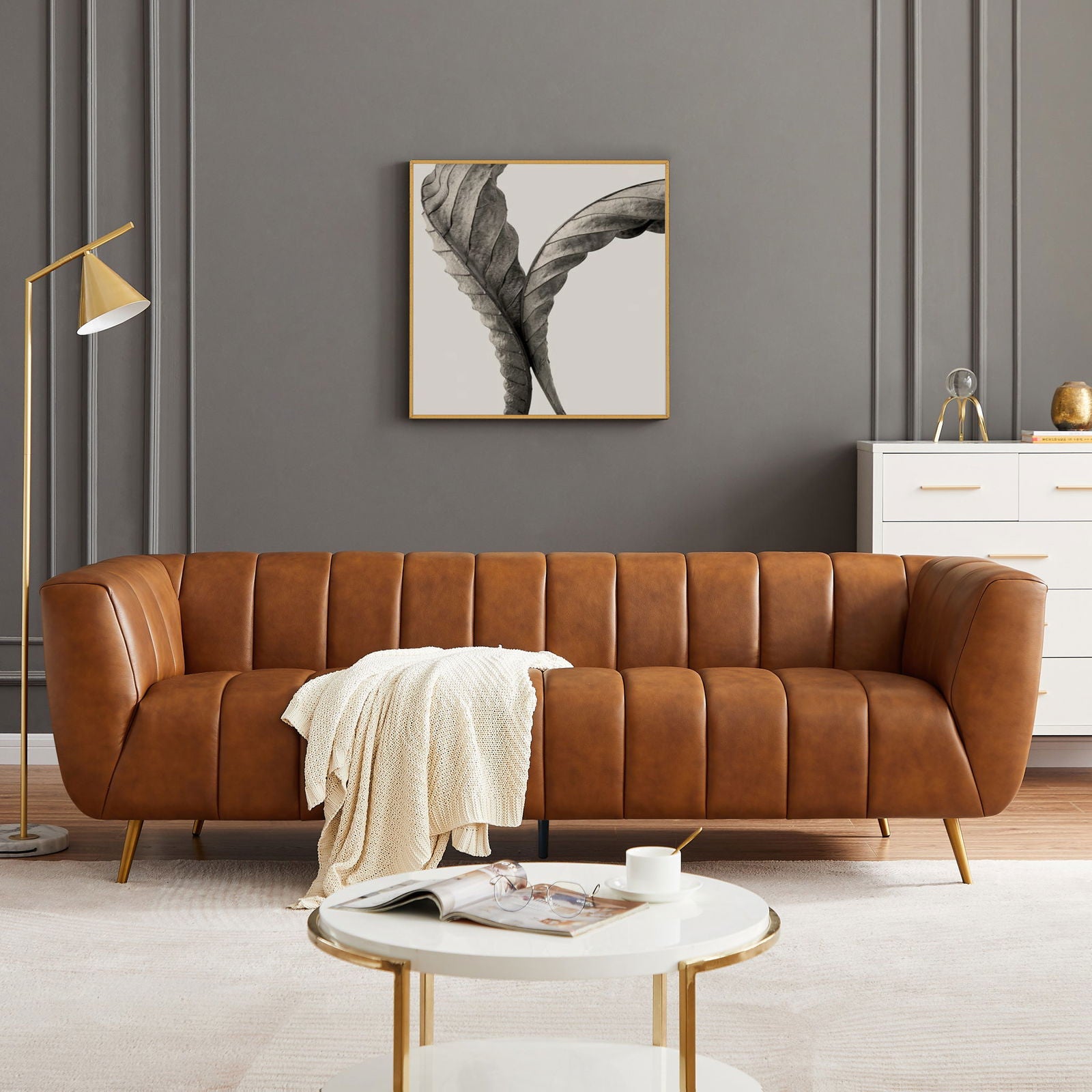 Vincent Leather Sofa | Cognac