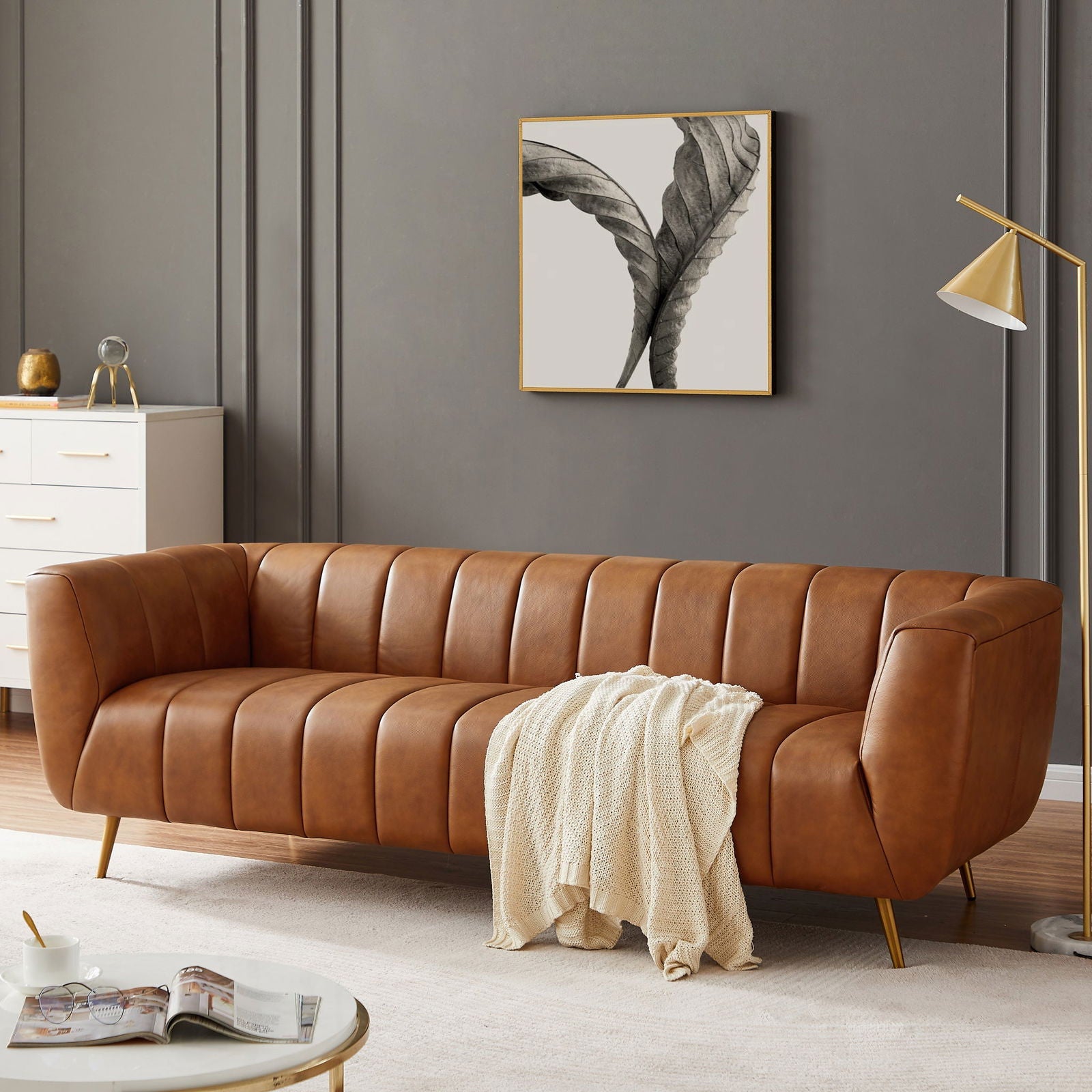 Vincent Leather Sofa | Cognac