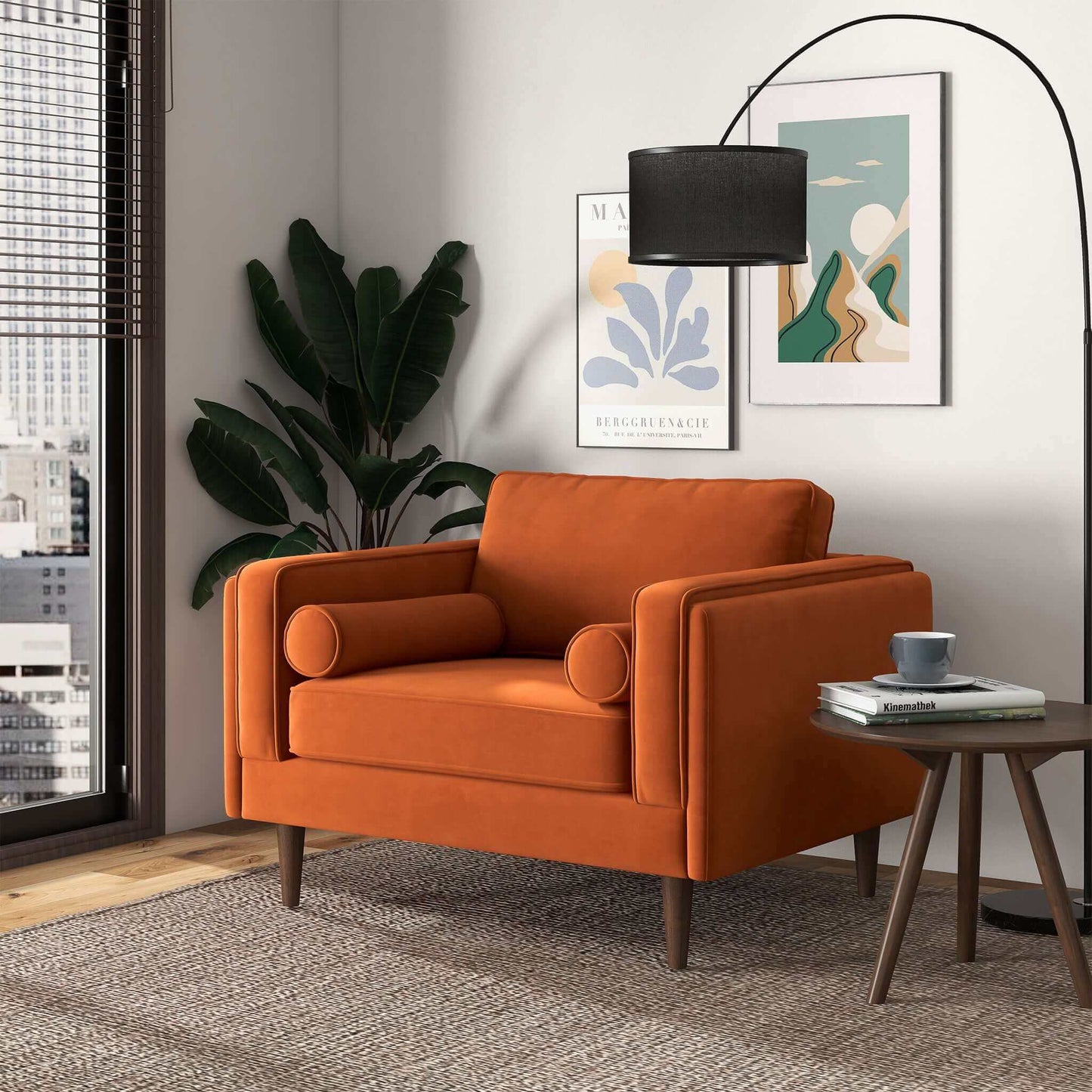 Fairfield Velvet Lounge Chair | Burnt Orange
