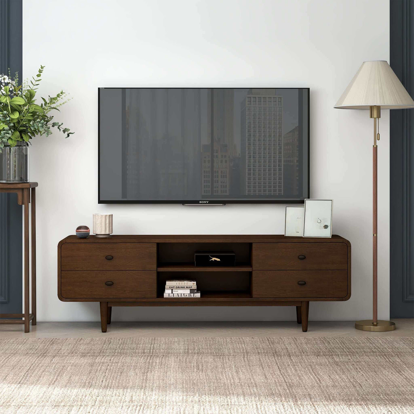 Angela Low-Profile 71" TV Stand | Walnut