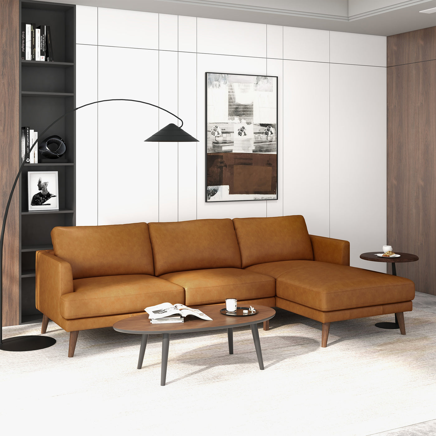 Durham Leather Sectional Sofa | Tan
