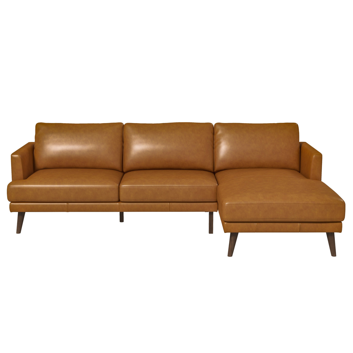 Tan Leather Sectional Sofa, Right Facing