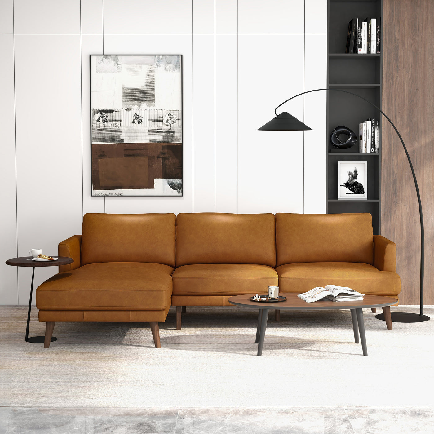 Durham Leather Sectional Sofa | Tan