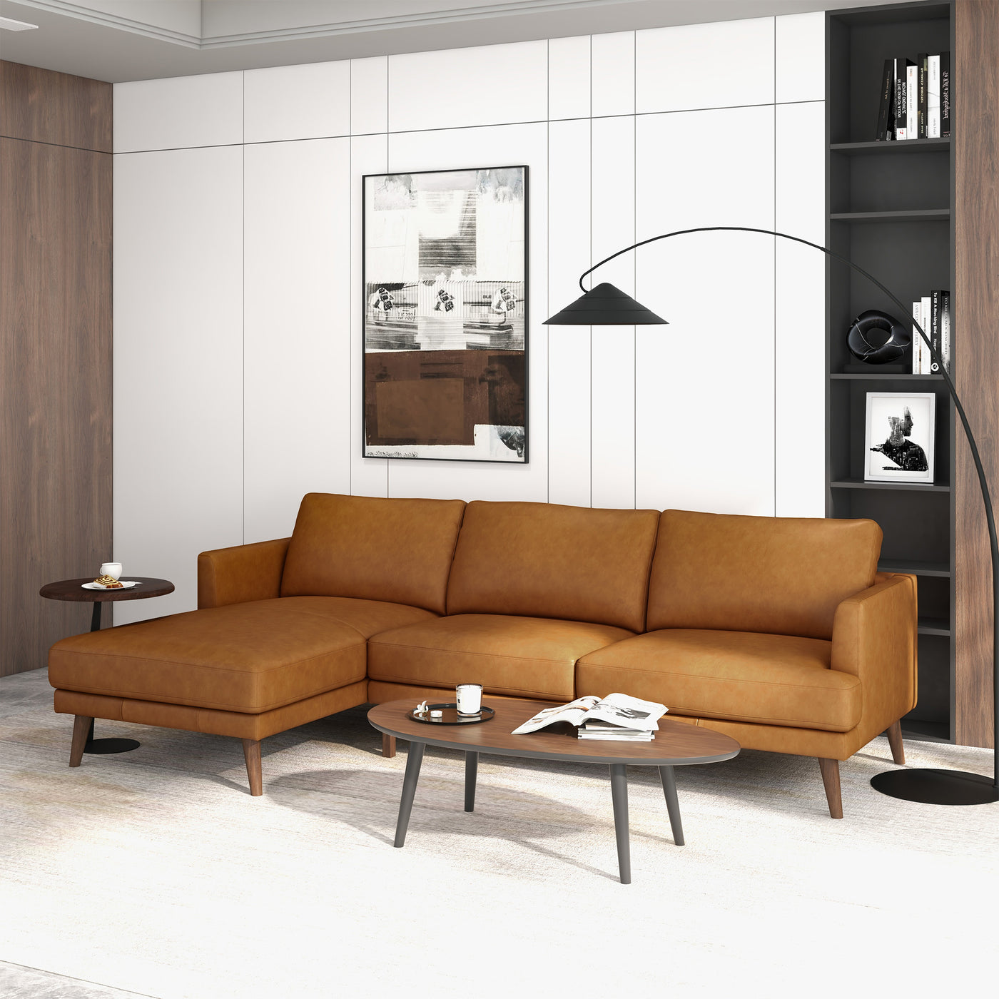 Durham Leather Sectional Sofa | Tan