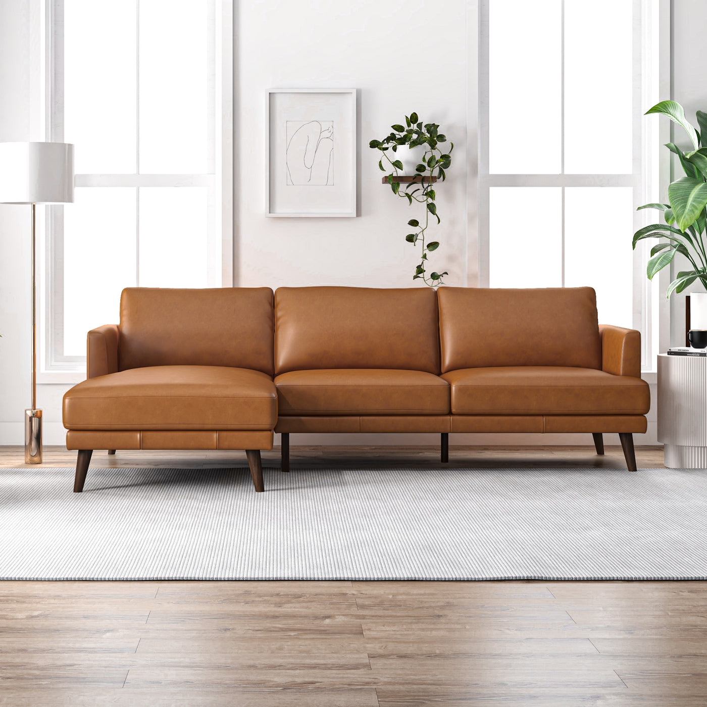 Durham Leather Sectional Sofa | Tan